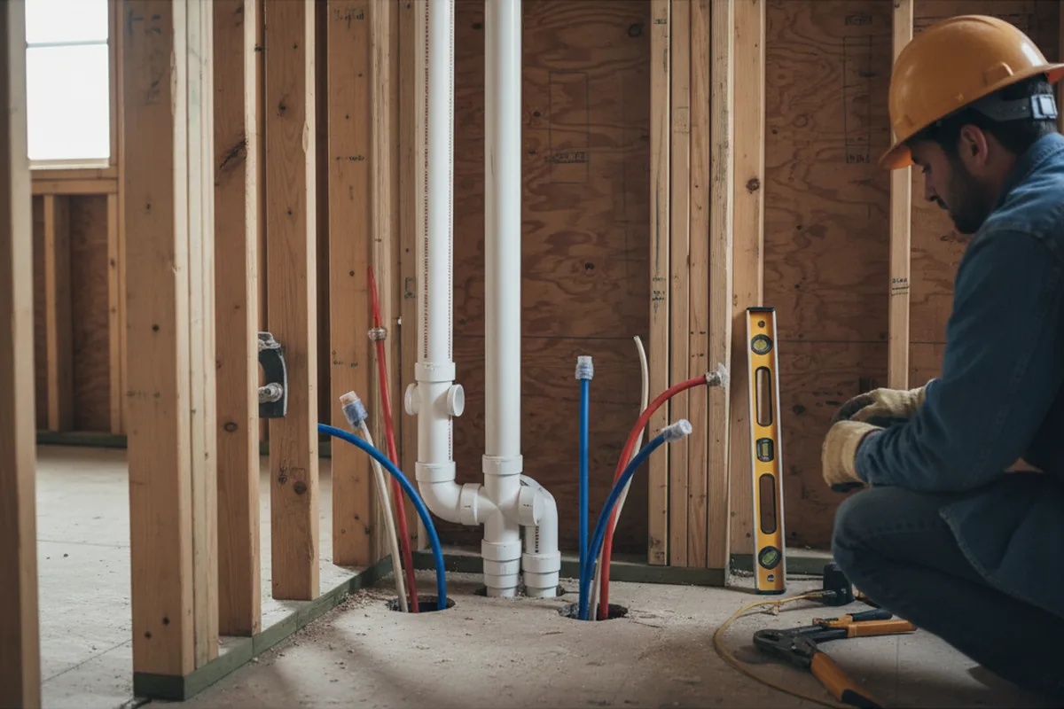 Drain and supply rough-in during Leak Detection in Twin Bridges
